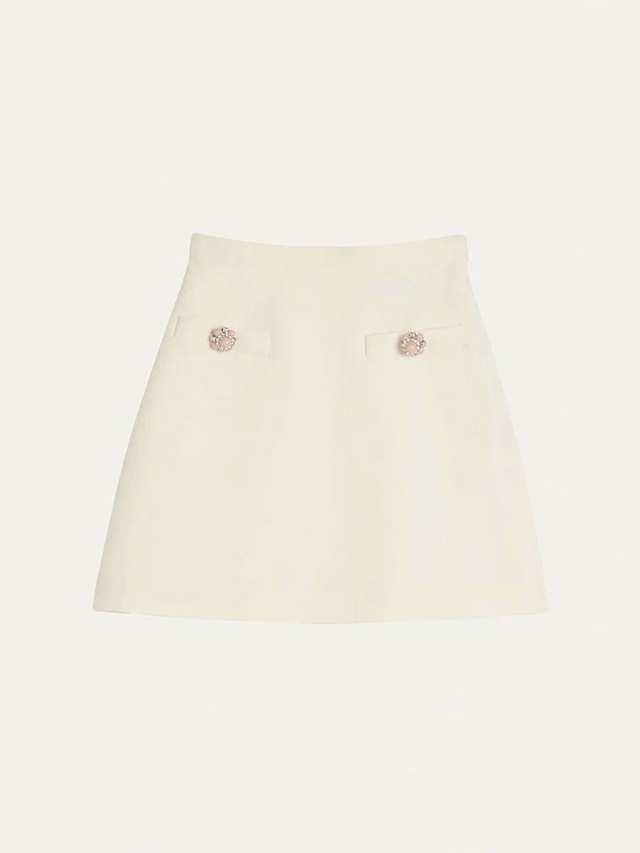 Brooch Wool Mini Skirt - 1