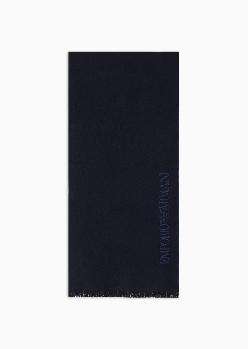 Wool scarf with jacquard logo lettering - 1