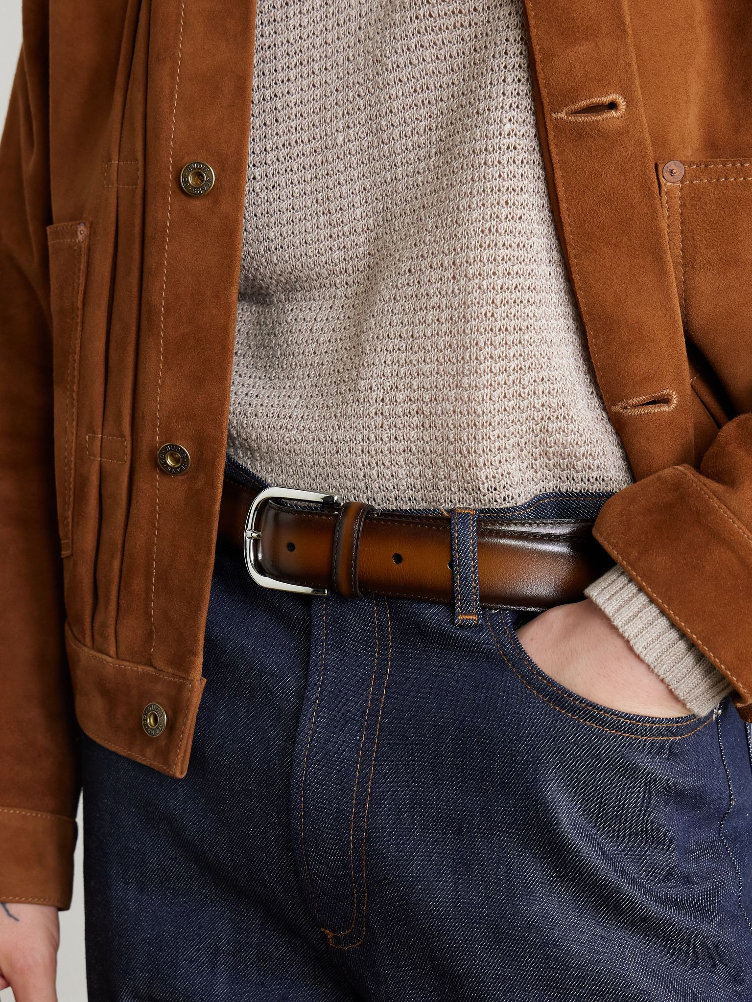 Burnished-Leather Belt Brown - 3