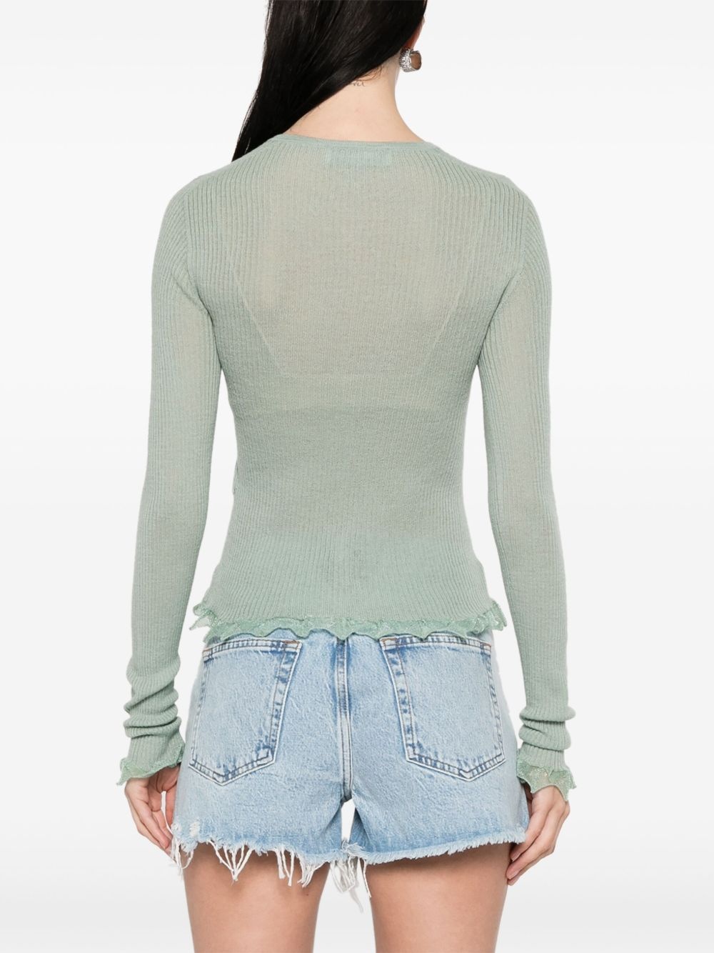 lettuce-hem cardigan - 4