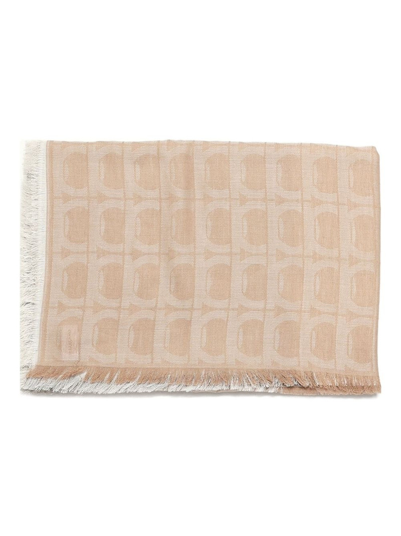 patterned fringed scarf 1