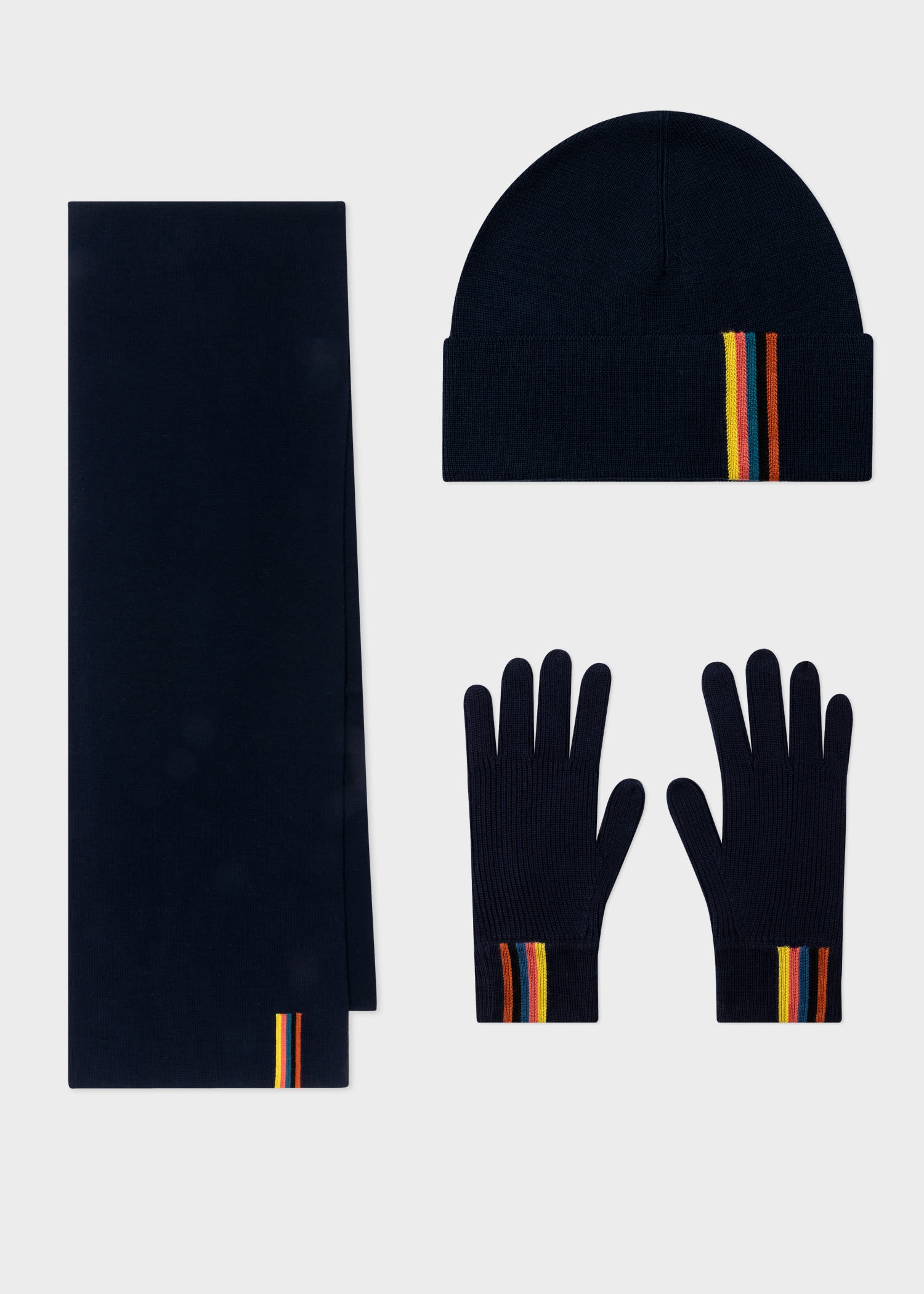 'Artist Stripe' Trim Beanie Hat, Gloves & Scarf Gift Set - 1