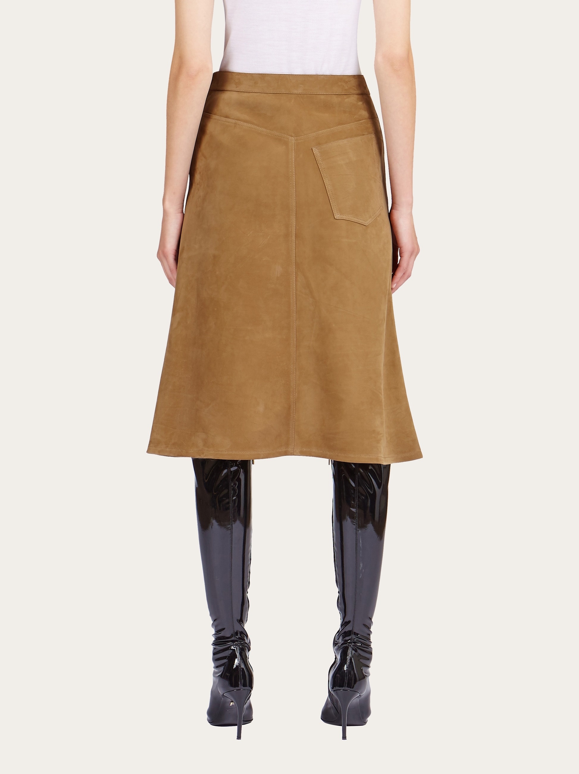 A-line midi suede skirt - 3