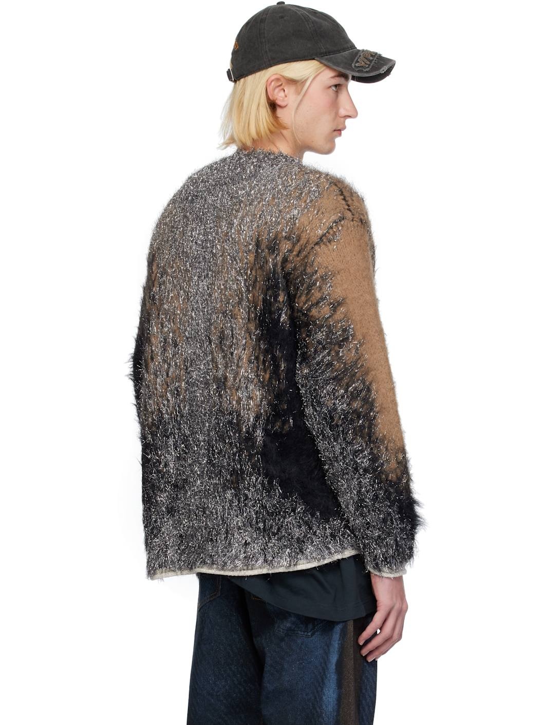 Beige & Gray Hairy Gradient Sweater - 3