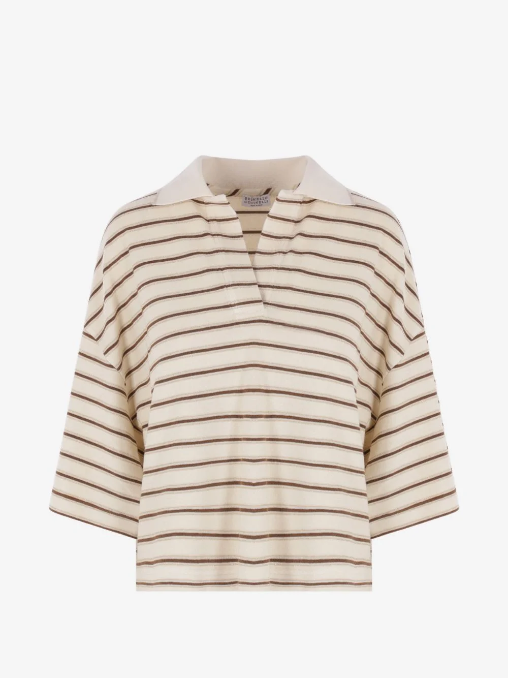 striped-pattern polo top - 1