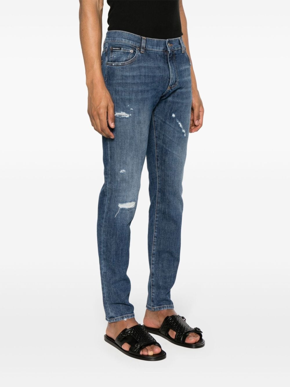 ripped-detail tapered jeans - 3