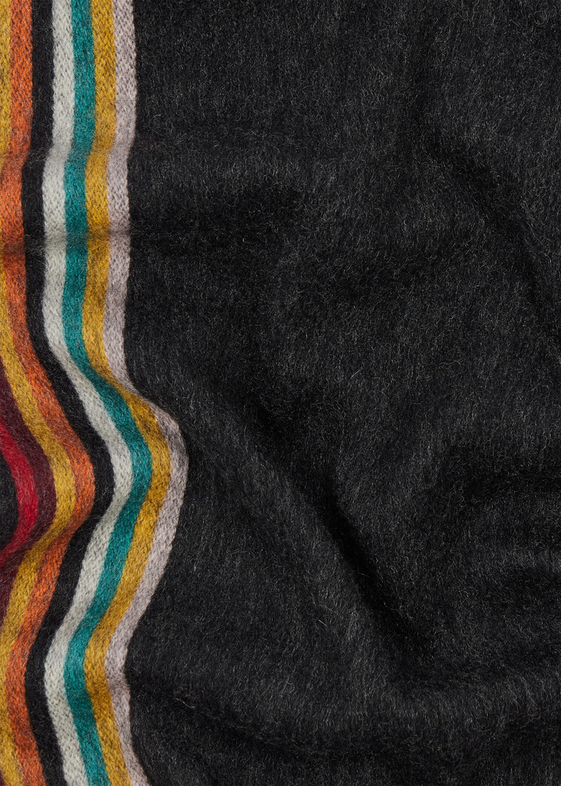 Black 'Signature Stripe' Edge Cashmere Scarf 3