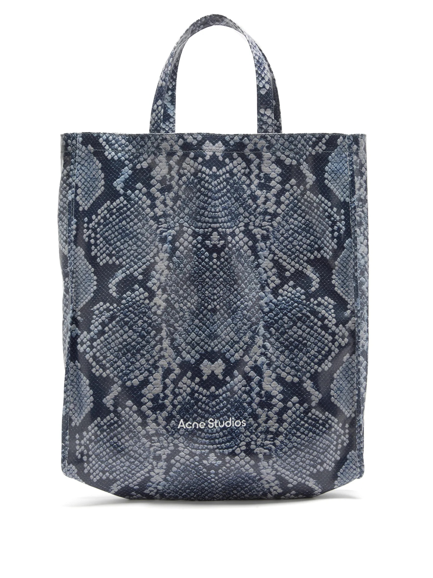 Large snake-print cotton-canvas tote bag - 1