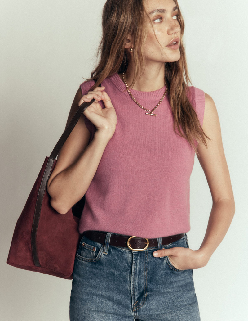 Elsie Cashmere Tank-Pink Heather - 1