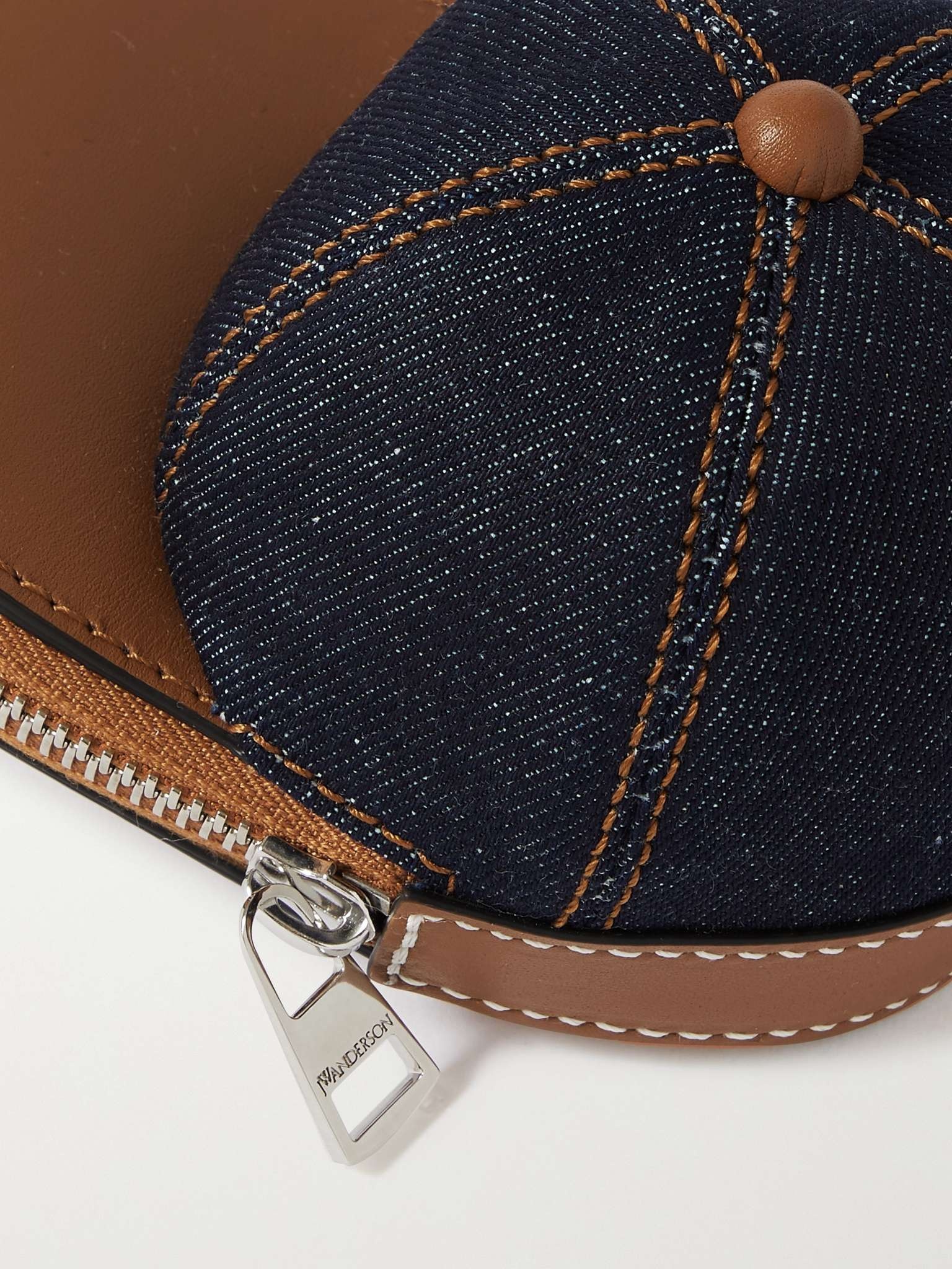 Mini Recycled Denim and Leather Messenger Bag - 5