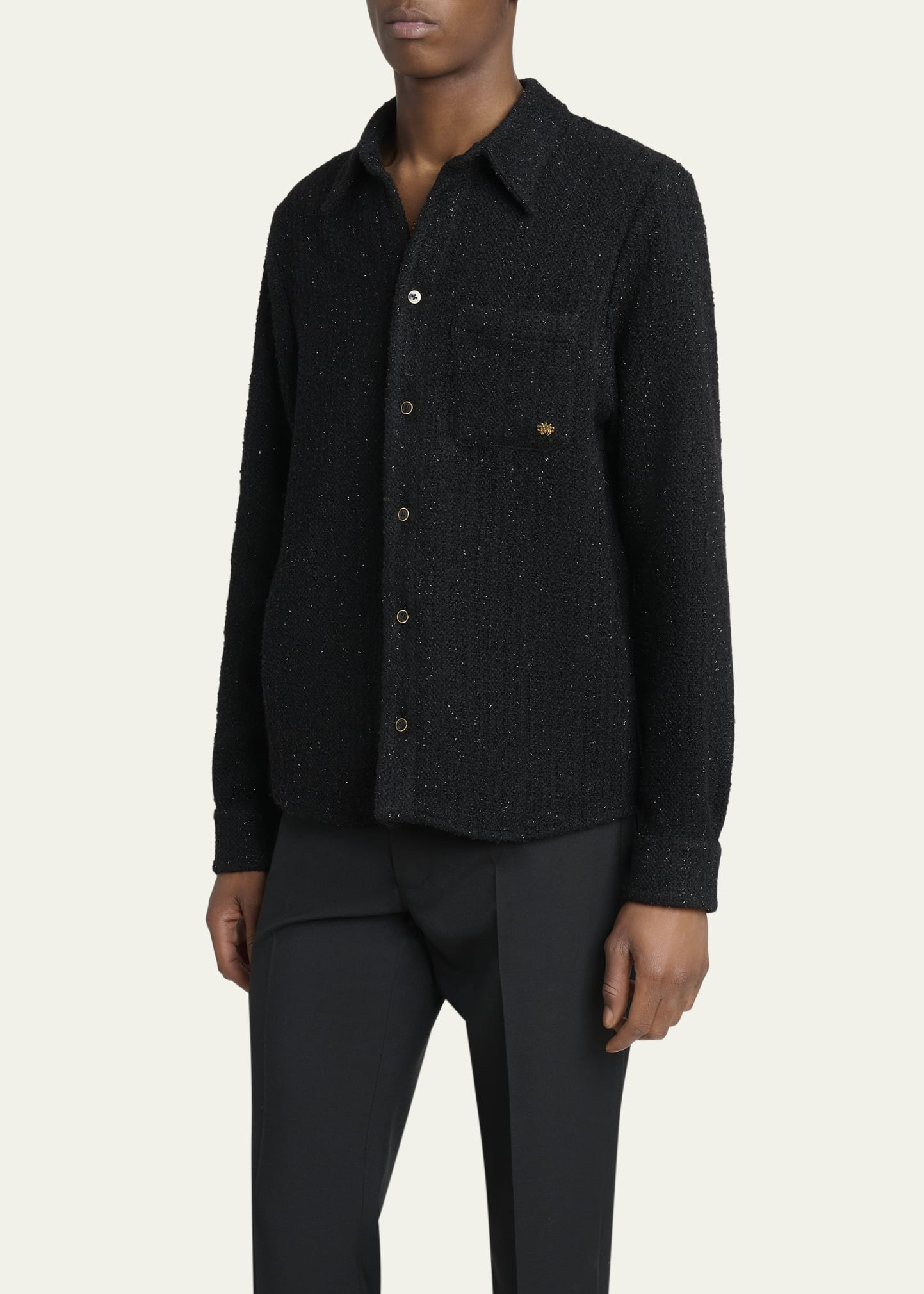 Men's Boucle Pocket Button-Down Shirt - 4