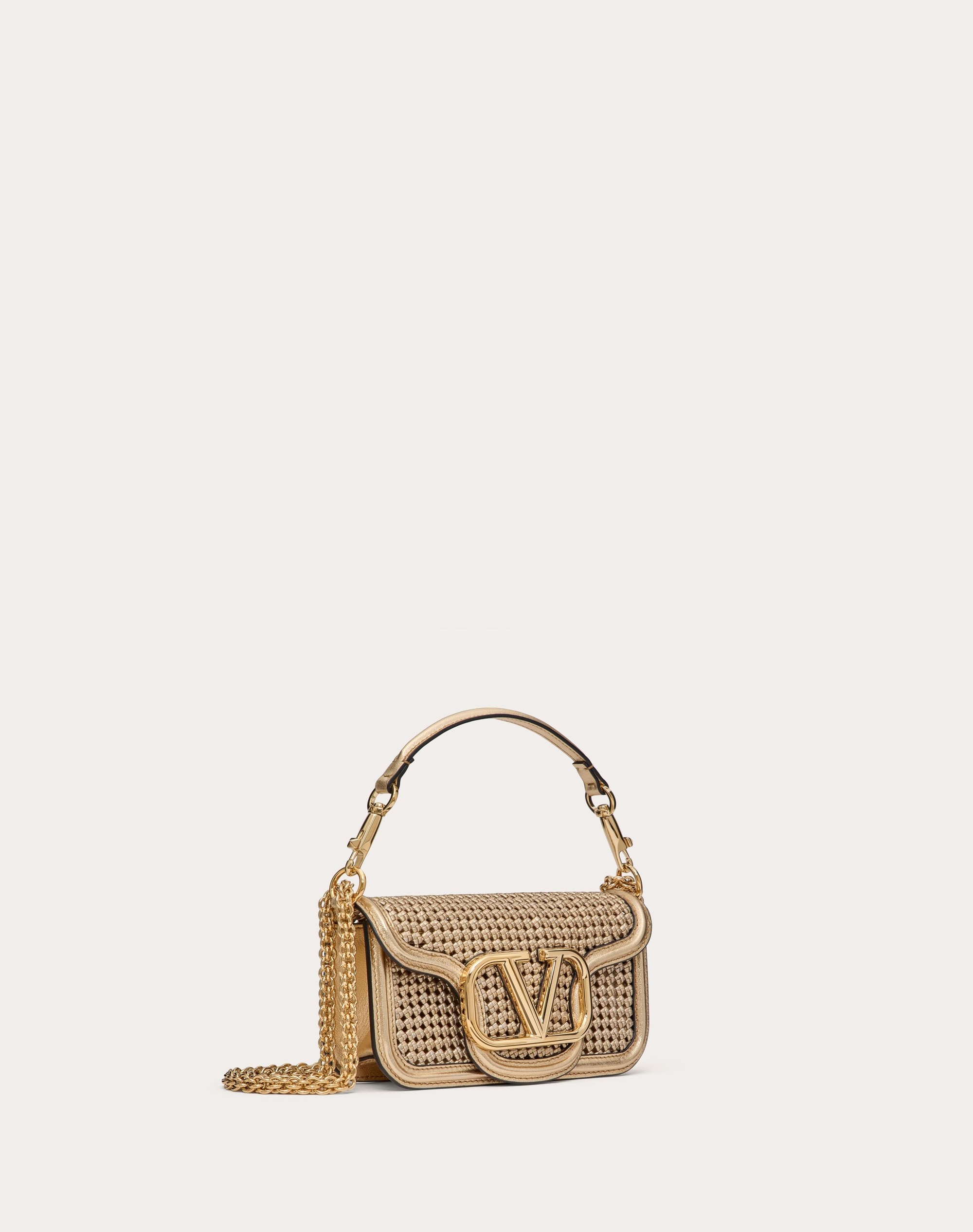 VALENTINO GARAVANI LOCÒ SMALL SHOULDER BAG IN METALLIC WOVEN LEATHER - 3