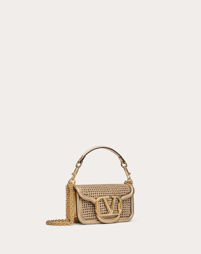 VALENTINO GARAVANI LOCÒ SMALL SHOULDER BAG IN METALLIC WOVEN LEATHER 3