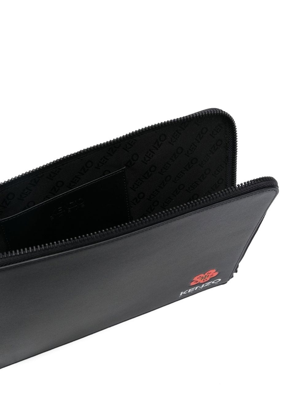 logo-print leather clutch bag - 5