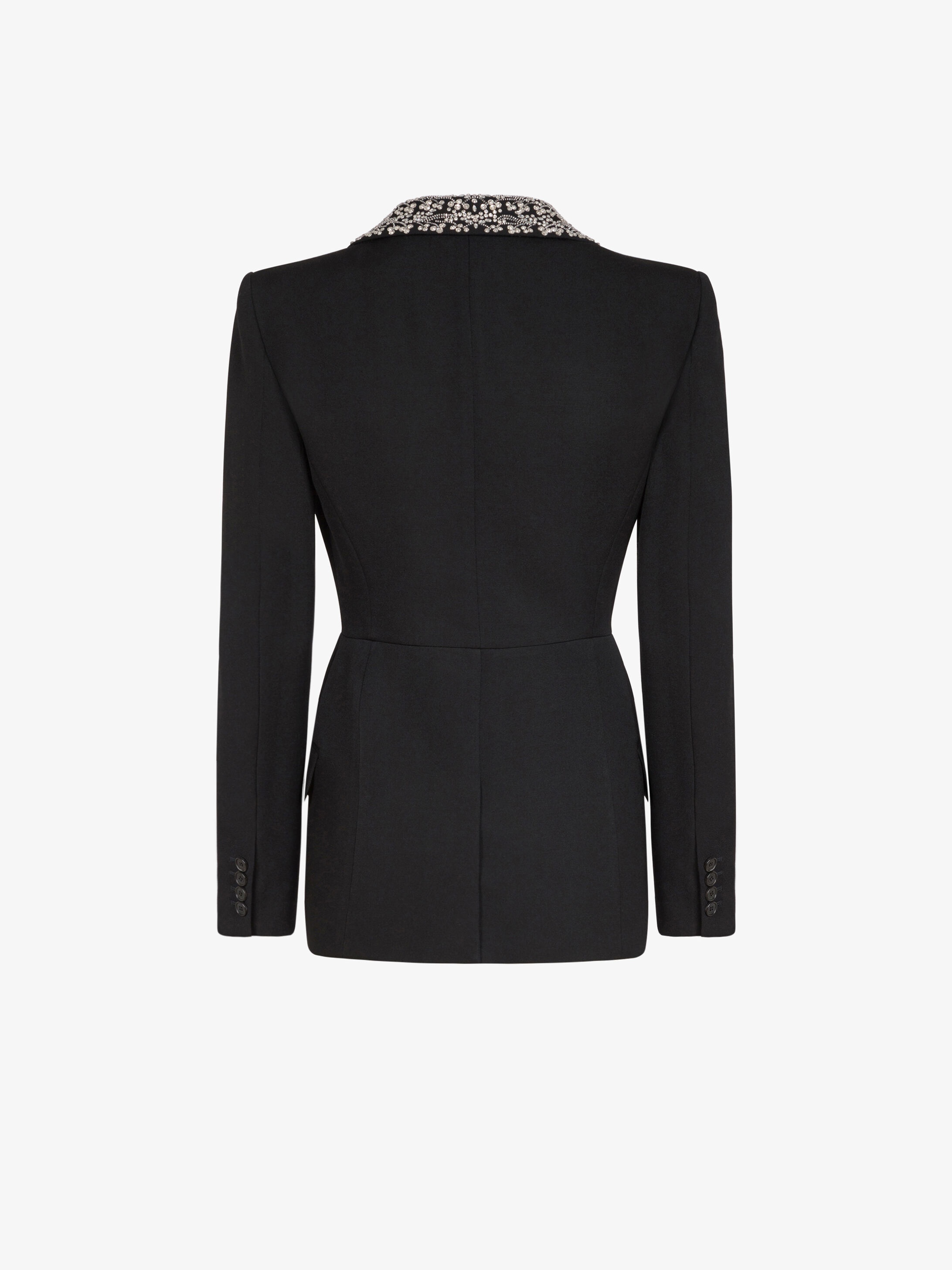 Peplum jacket in grain de poudre with embroidered collar - 4