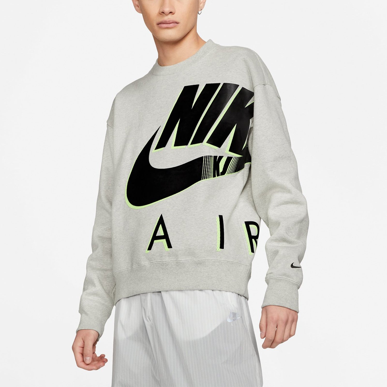 Nike Air x Kim Jones Crossover Logo Printing Fleece Round Neck US Edition Couple Style Gray DD0692-0 - 4