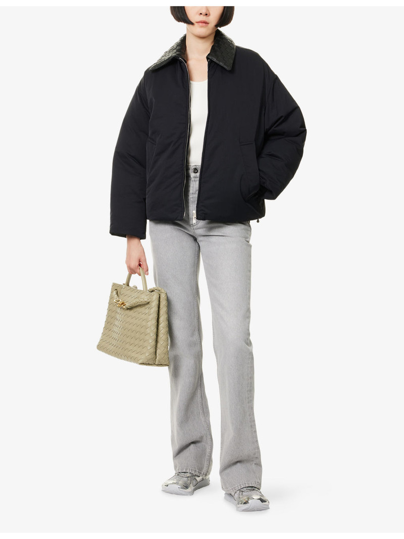 Bottega Veneta Intrecciato-Collar Woven Puffer Jacket outlook
