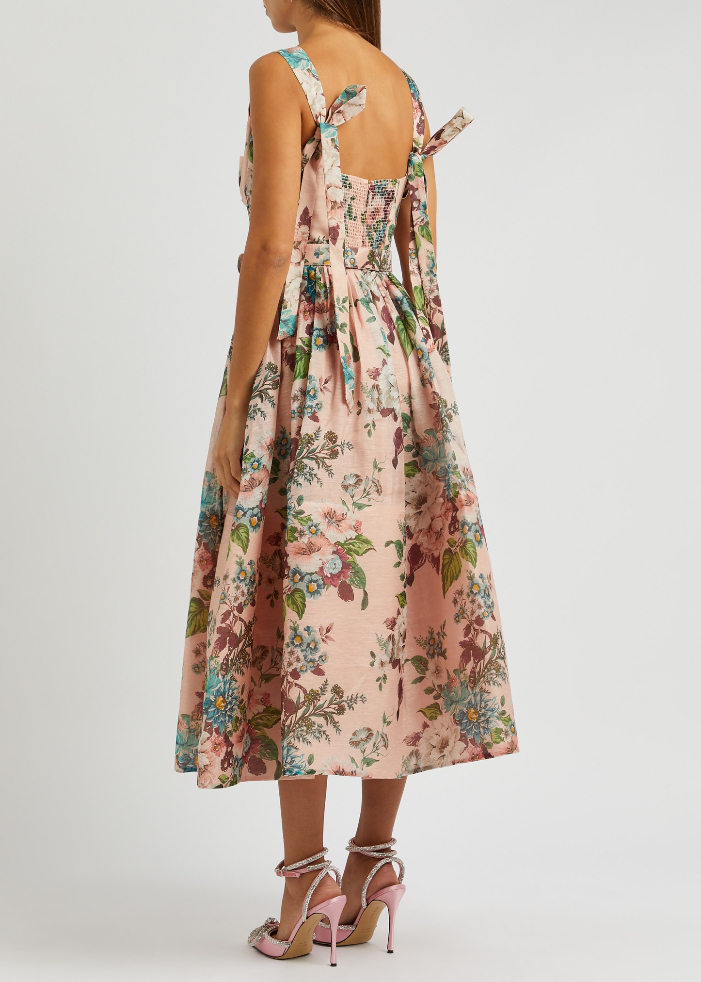 Matchmaker floral-print linen-blend midi dress - 3