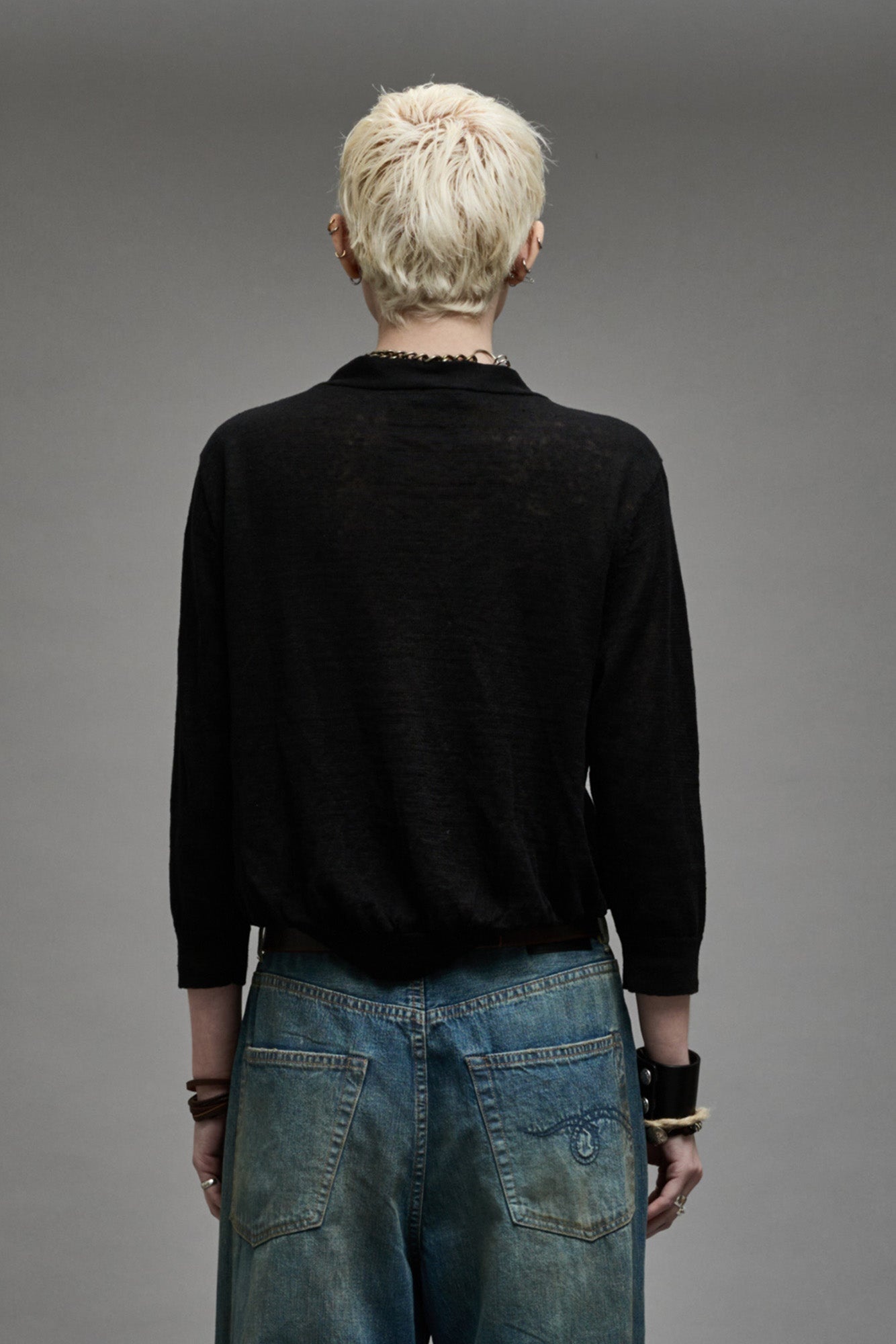 BALLOON CARDIGAN - BLACK - 3
