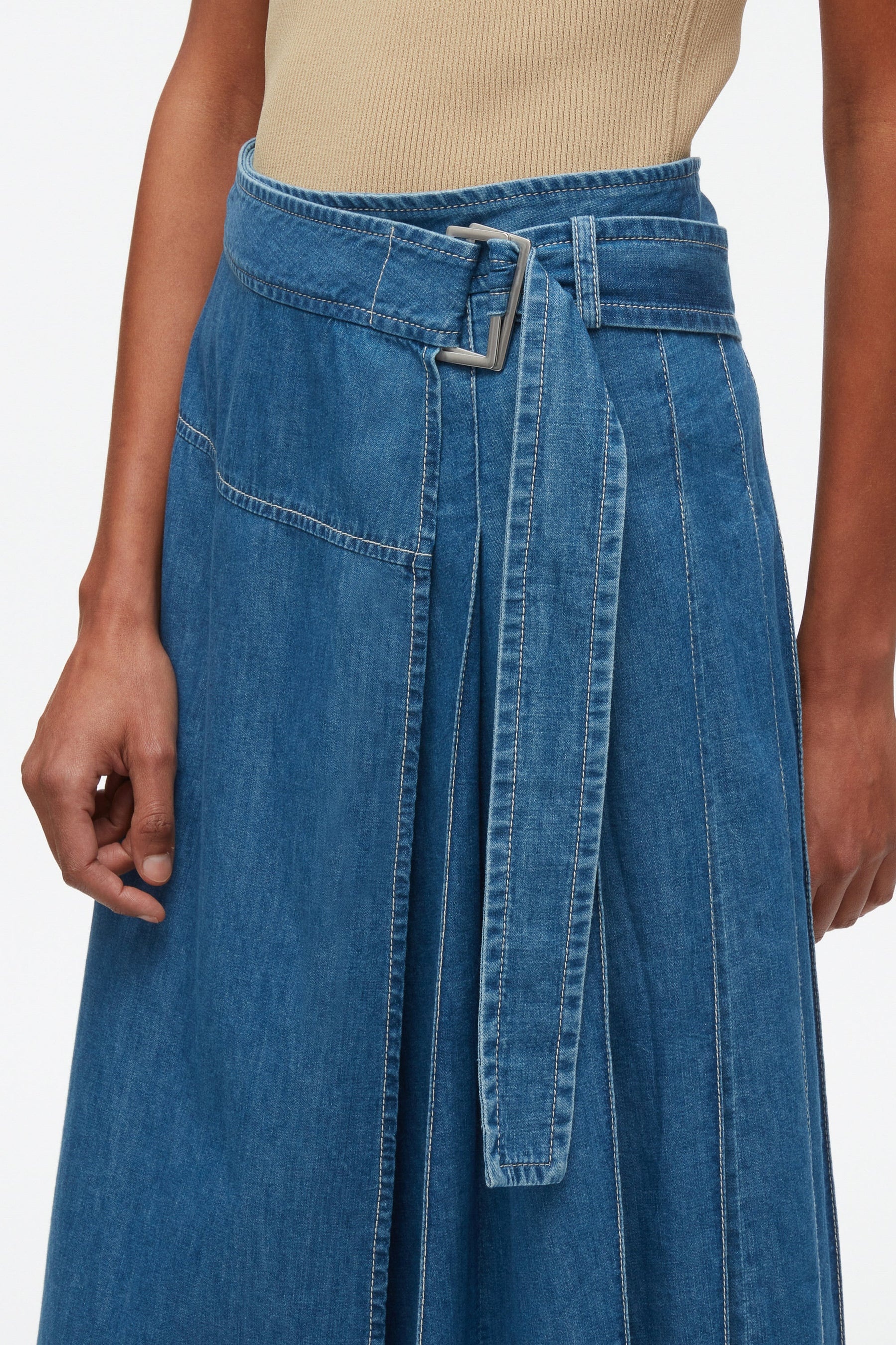 Chambray Wrap Skirt - 5