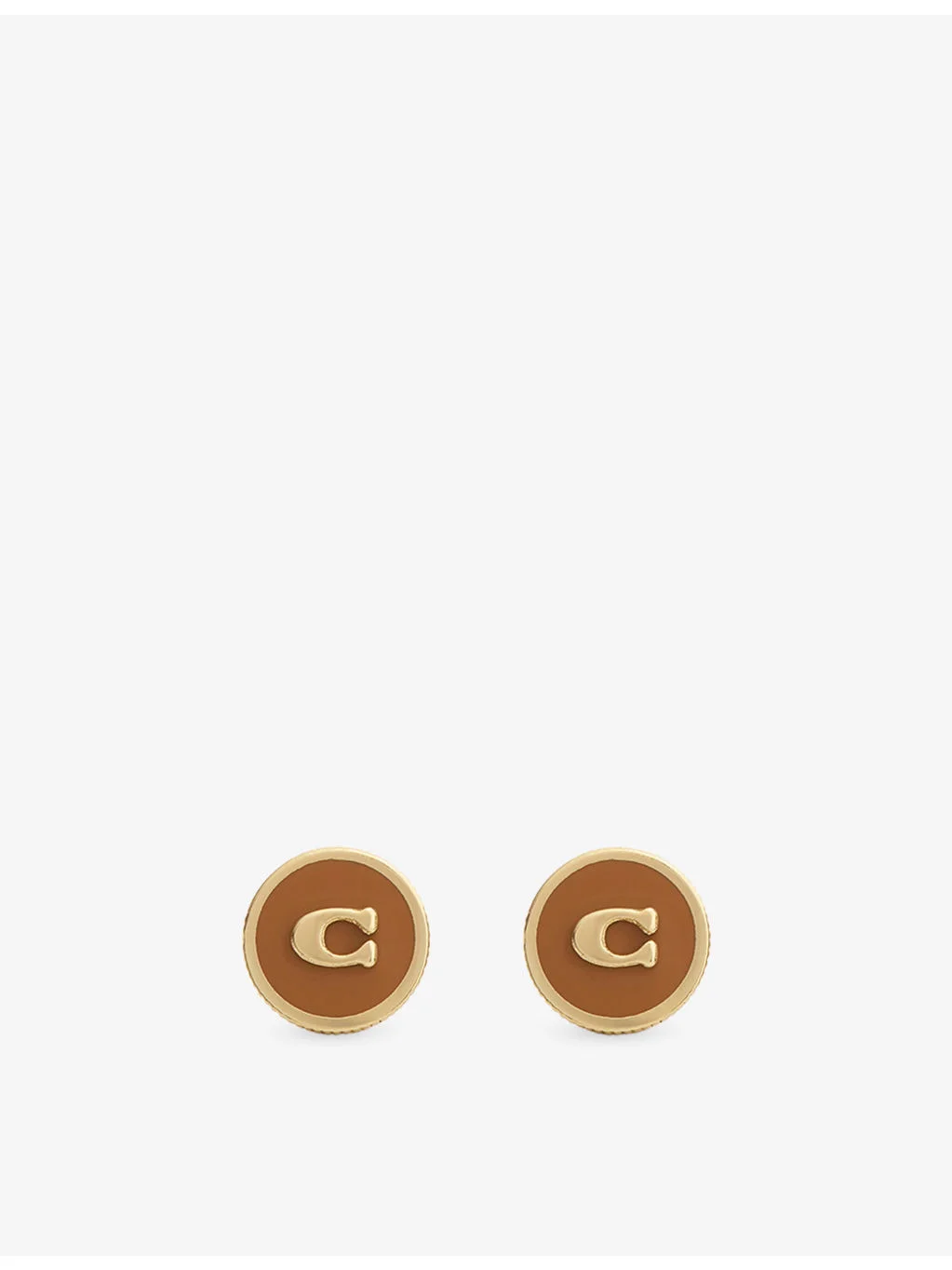 Signature C Coin Enamel and Gold-Plated Brass Stud Earrings - 1