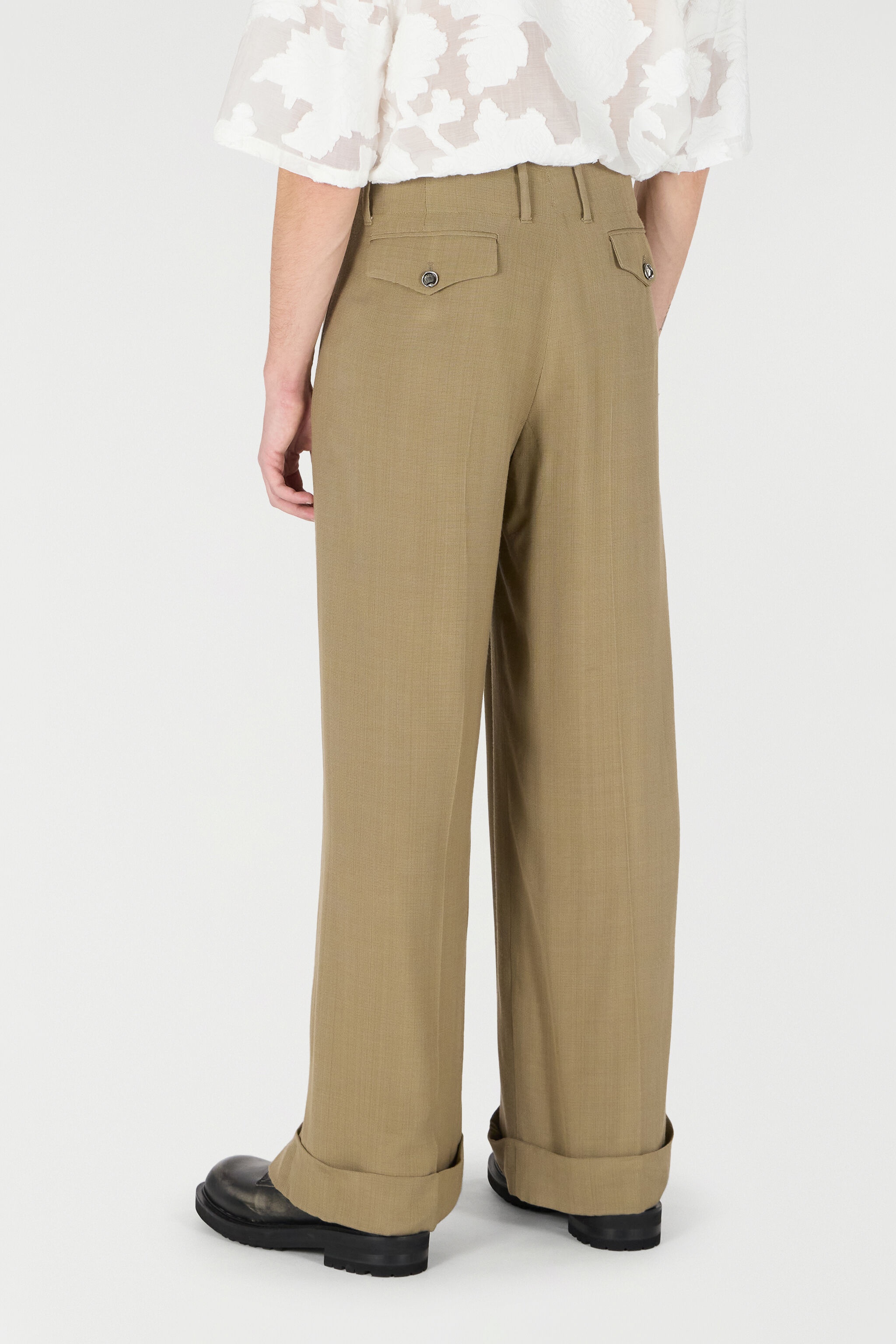 Palazzo Pants With Pleat Detail - 4