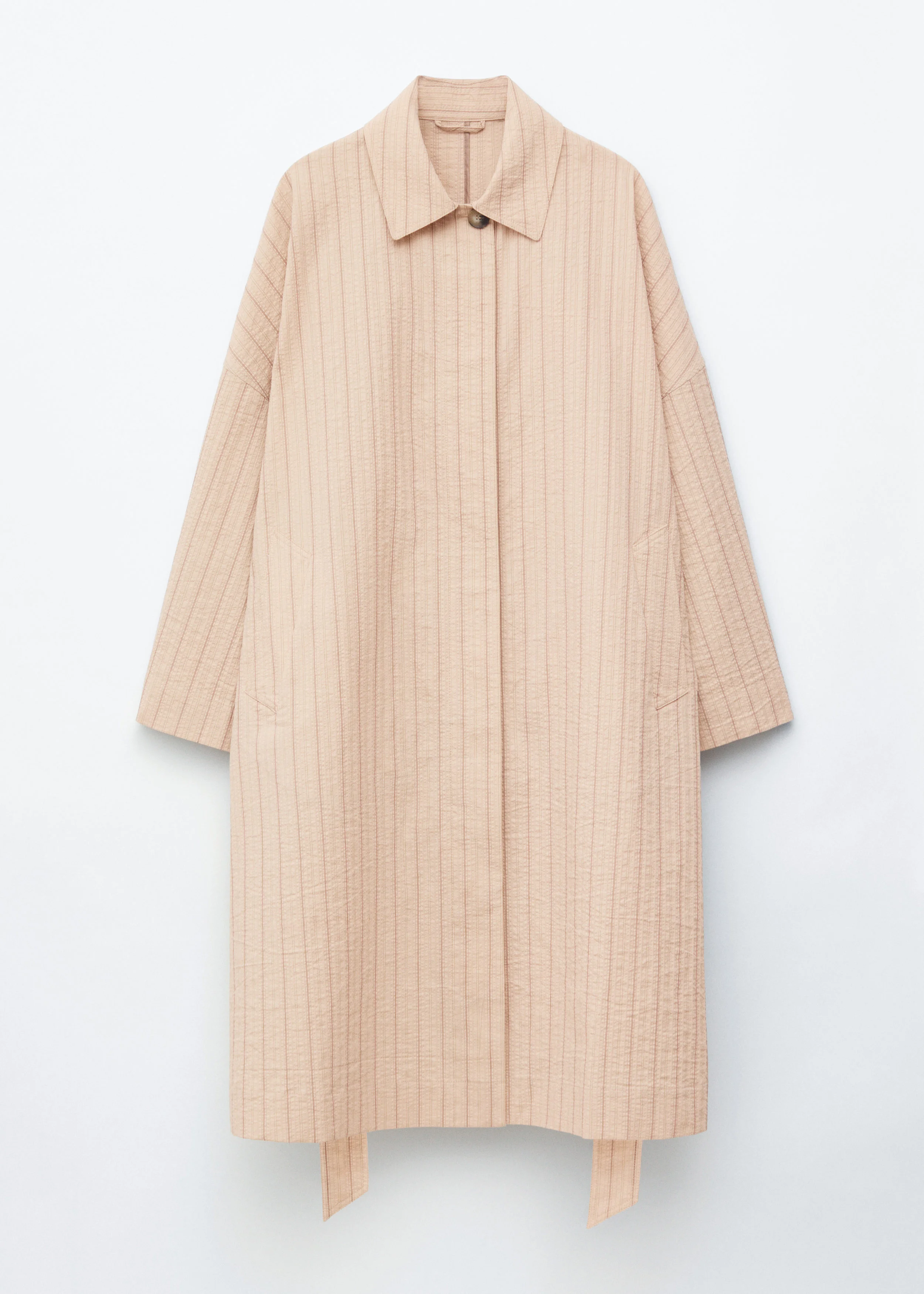 Oversized Pinstripe Trench Coat - 1