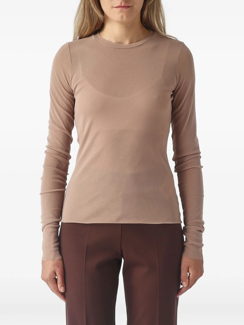sheer long-sleeve T-shirt - 1