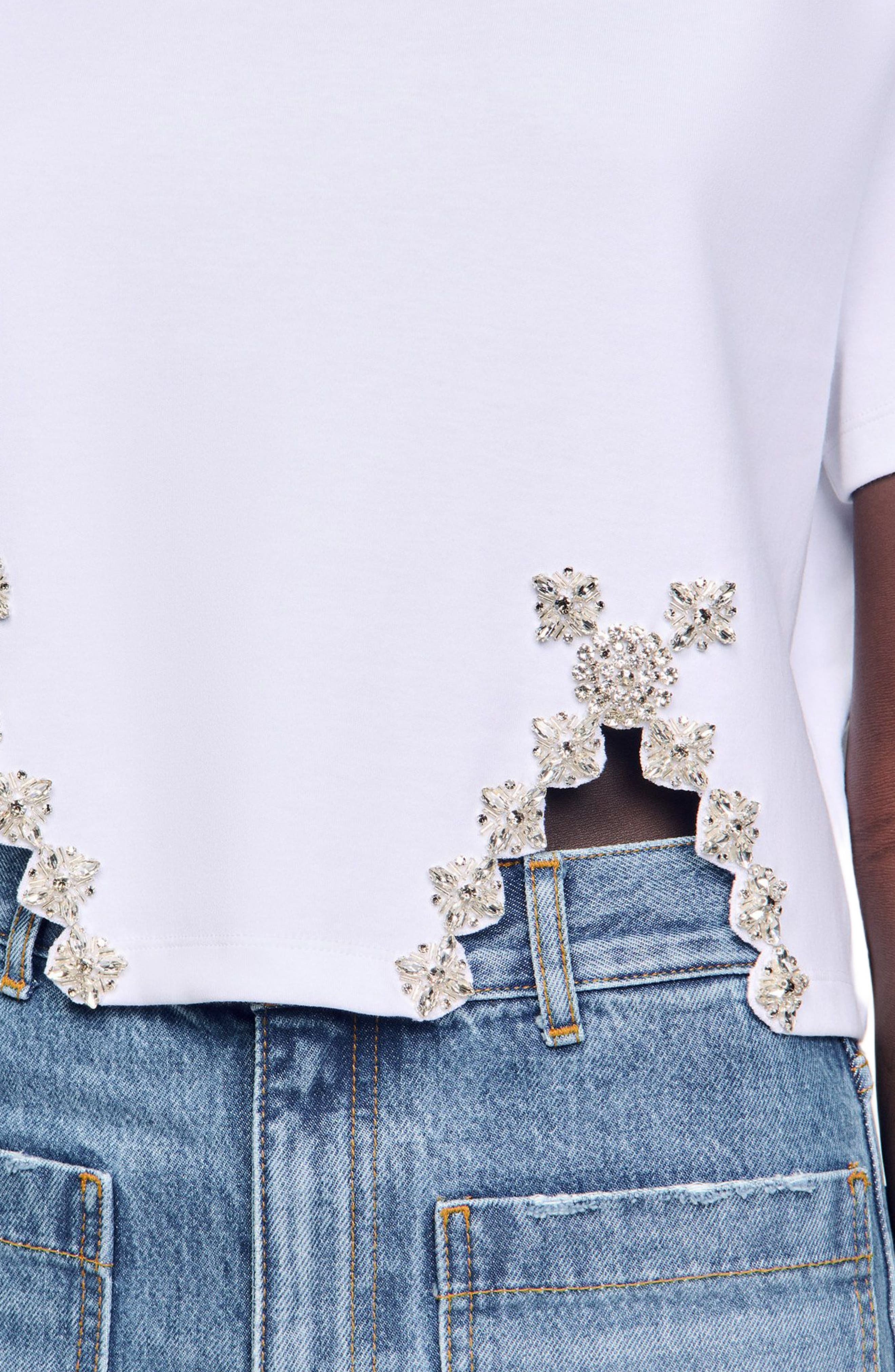 SANDRO Rhinestone crop top in White at Nordstrom - 4