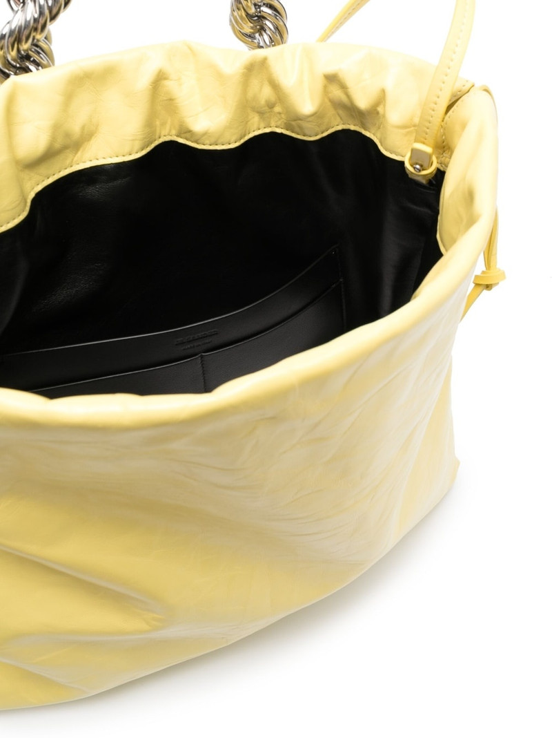metallic top-handle leather tote bag 5