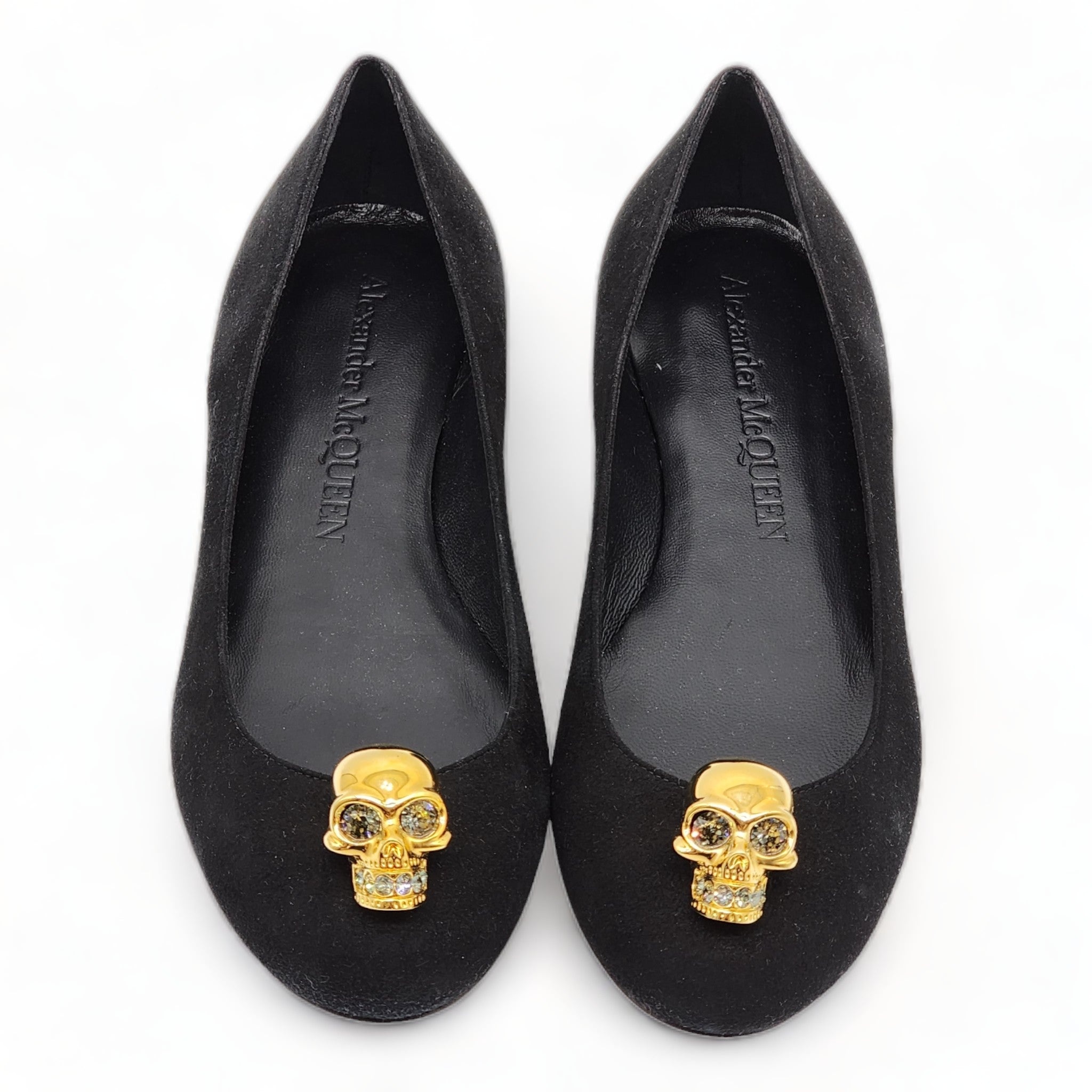 Alexander McQueen Skull Ballerinas Black - Velvet - Black - 35.5 - 4