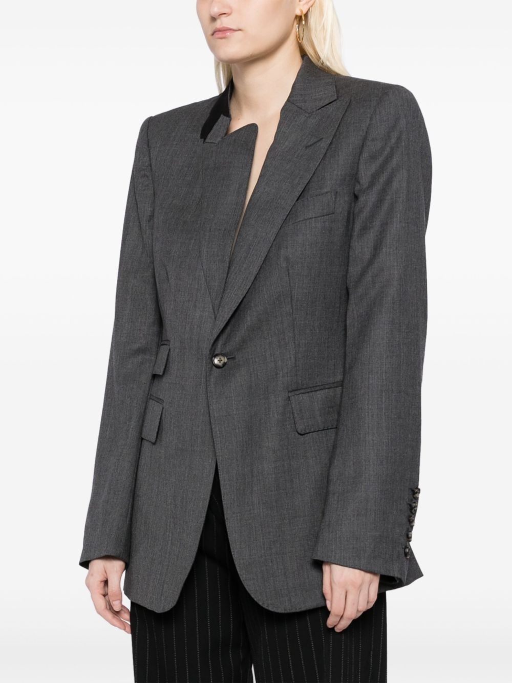 asymmetric single-breasted blazer - 3