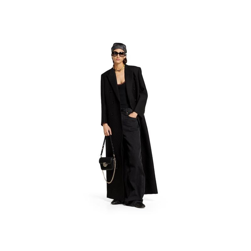 GUCCI GG silk wool crêpe double-breasted coat outlook