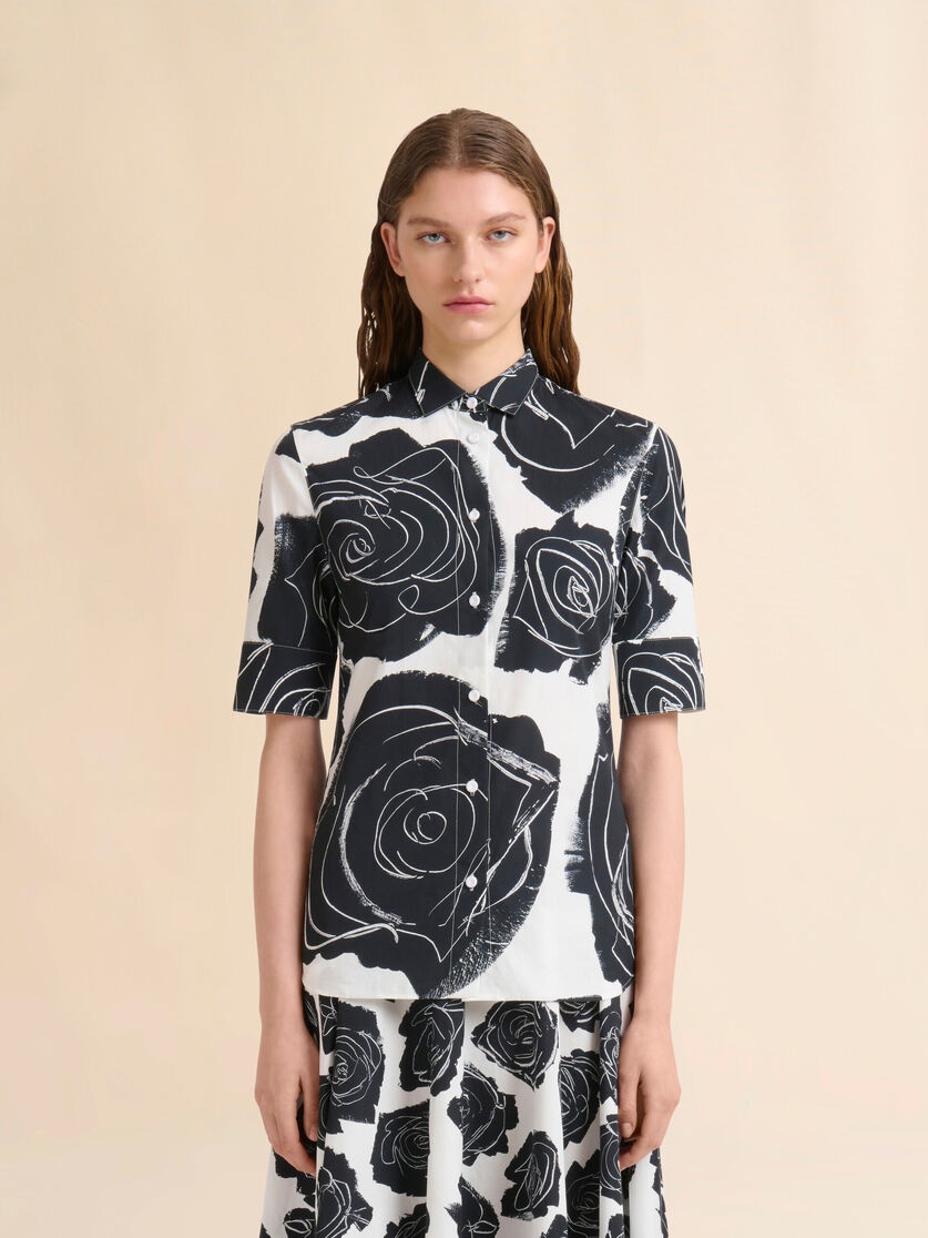 WHITE POPLIN SHORT-SLEEVE SHIRT WITH CYBELE PRINT - 2