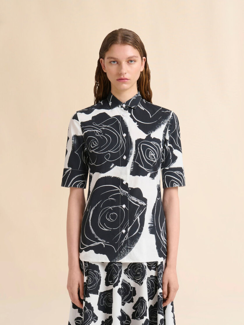 Marni WHITE POPLIN SHORT-SLEEVE SHIRT WITH CYBELE PRINT outlook