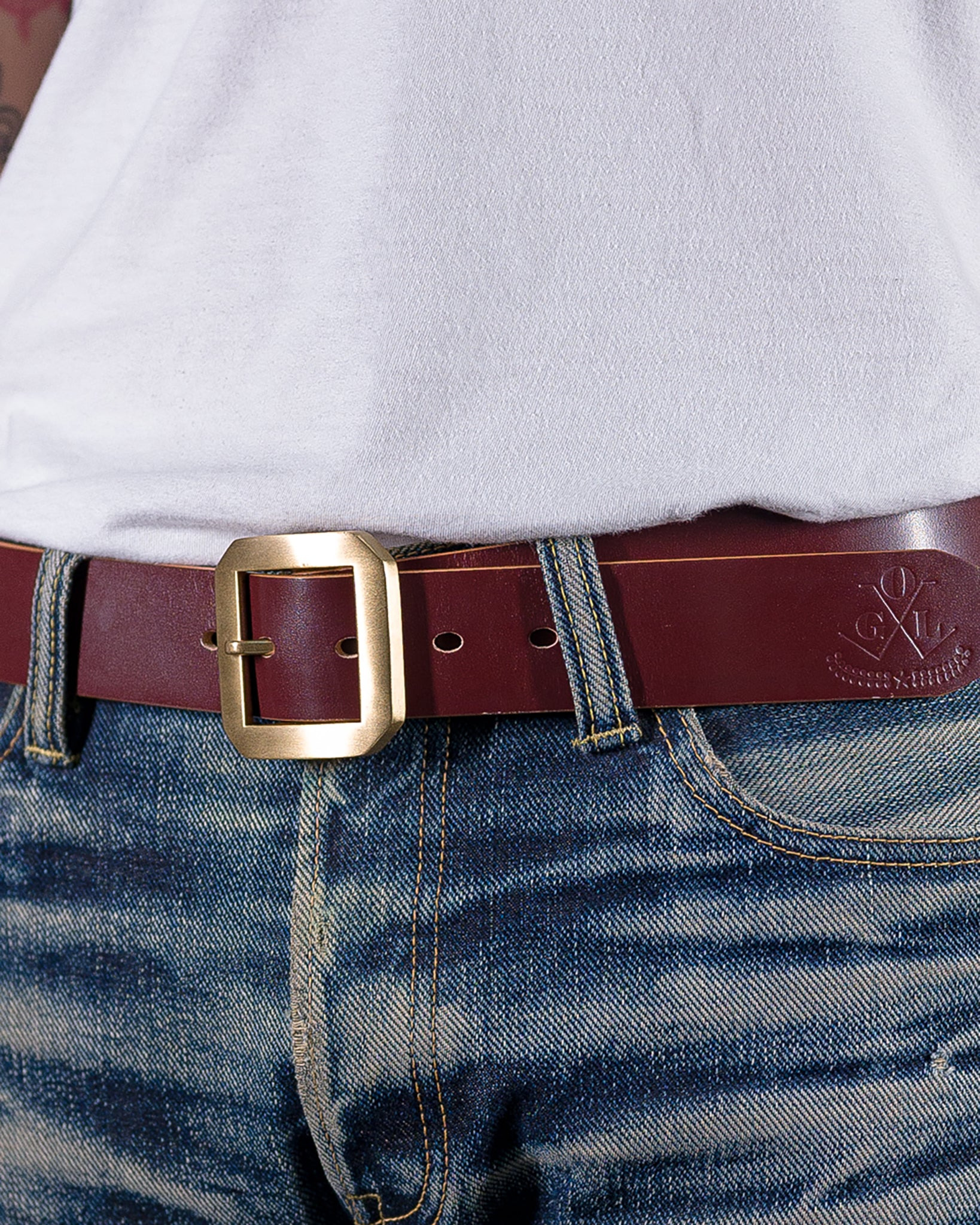 OGL-BELT-SPGAR-BRN OGL Single Prong Garrison Buckle Leather Belt  - Hand-Dyed Brown - 2