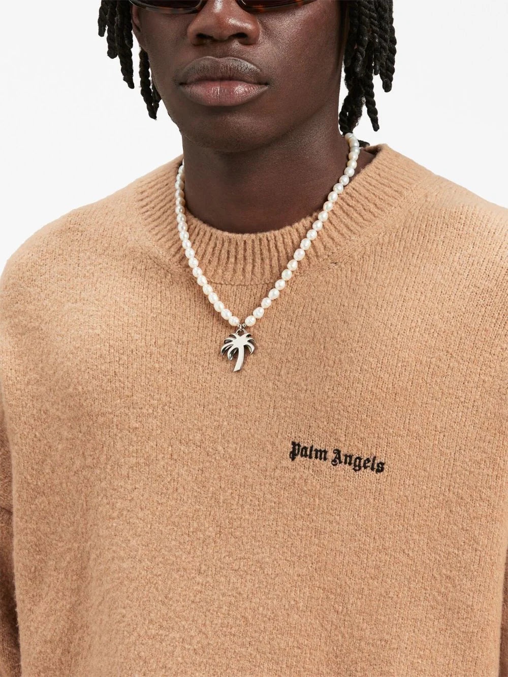 Palm Angels PALM ANGELS MEN Basic Logo Knit Sweatshirt Camel