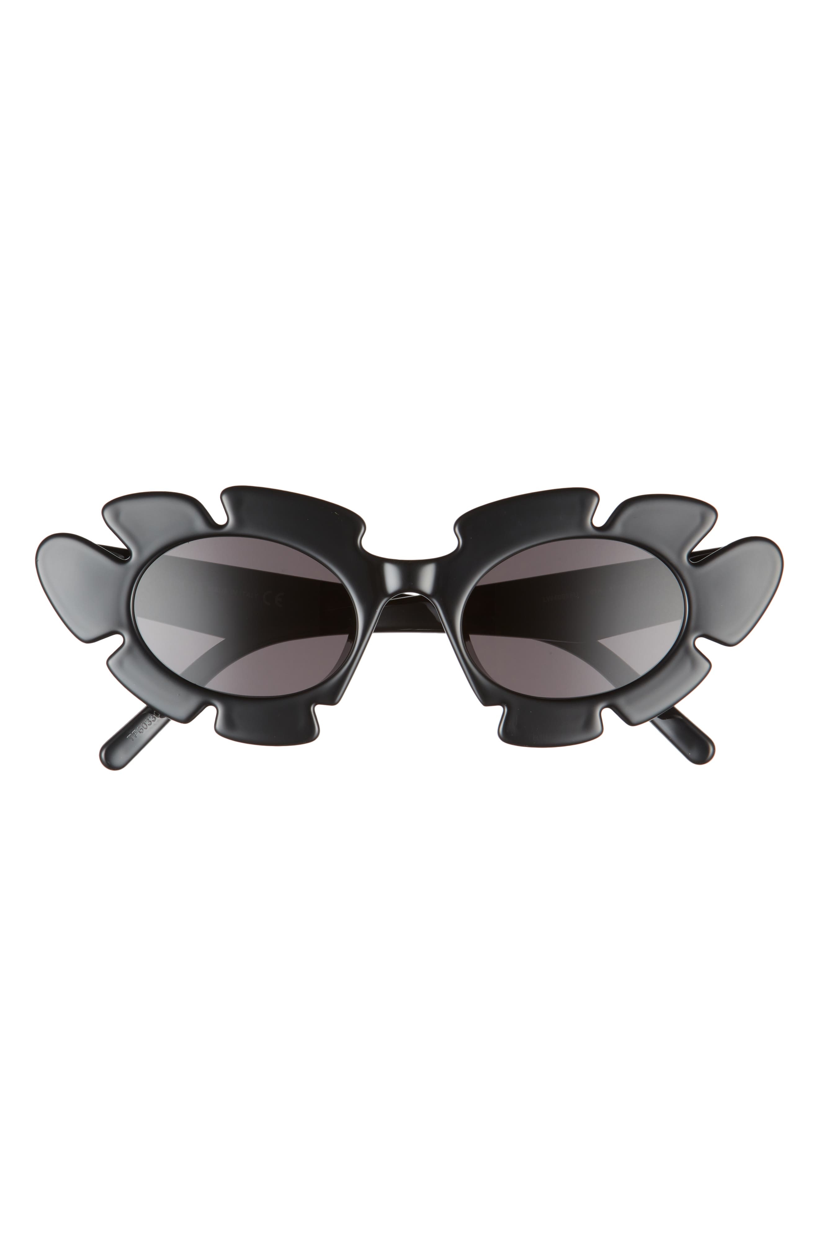 Loewe 47mm Tinted Oval Sunglasses in Shiny Black /Smoke at Nordstrom - 1