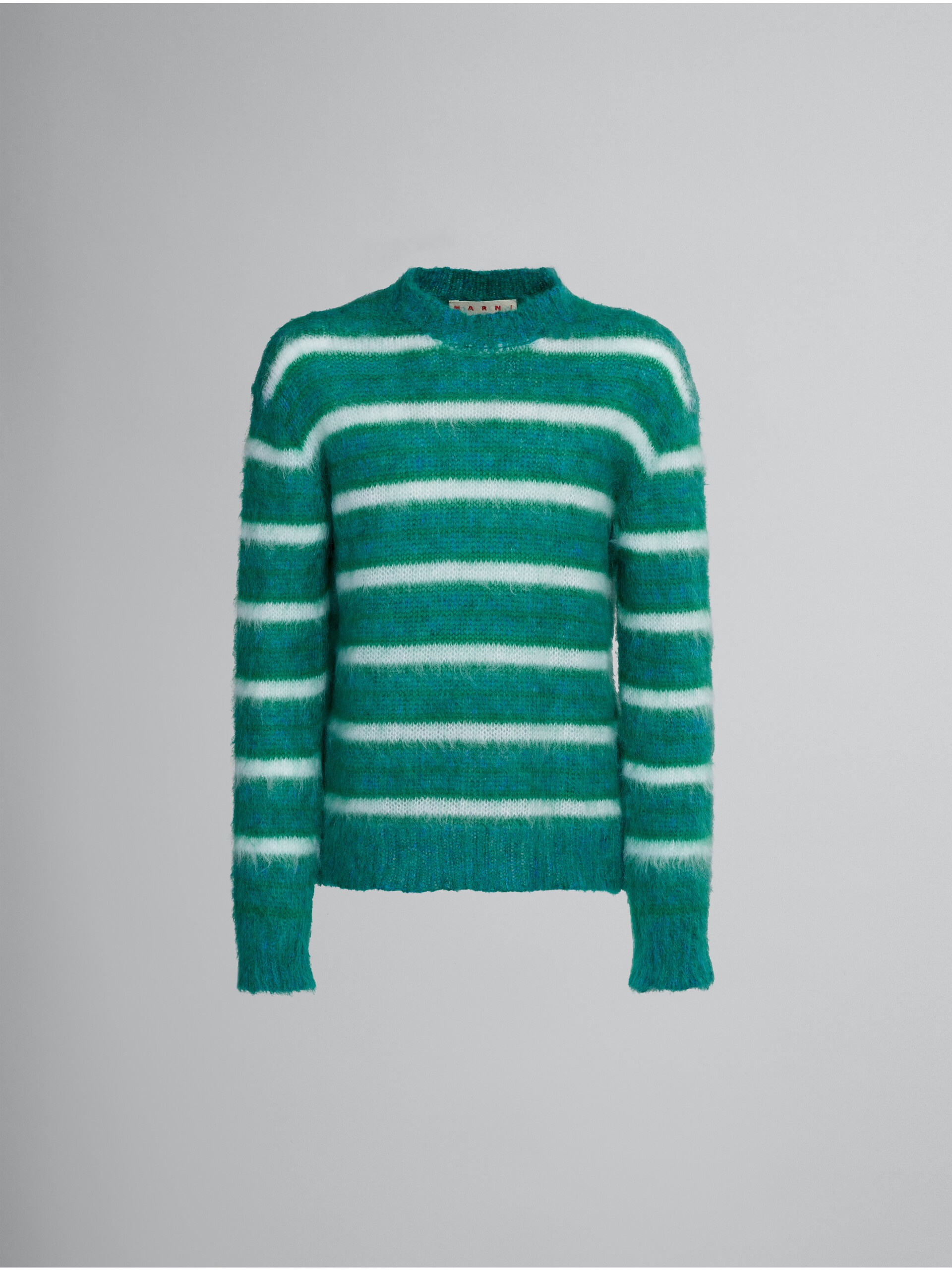 TURQUOISE STRIPED MOHAIR SWEATER - 1