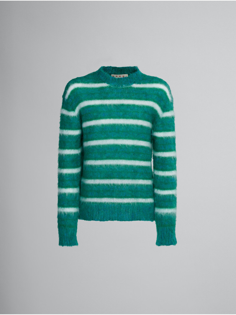 TURQUOISE STRIPED MOHAIR SWEATER 1