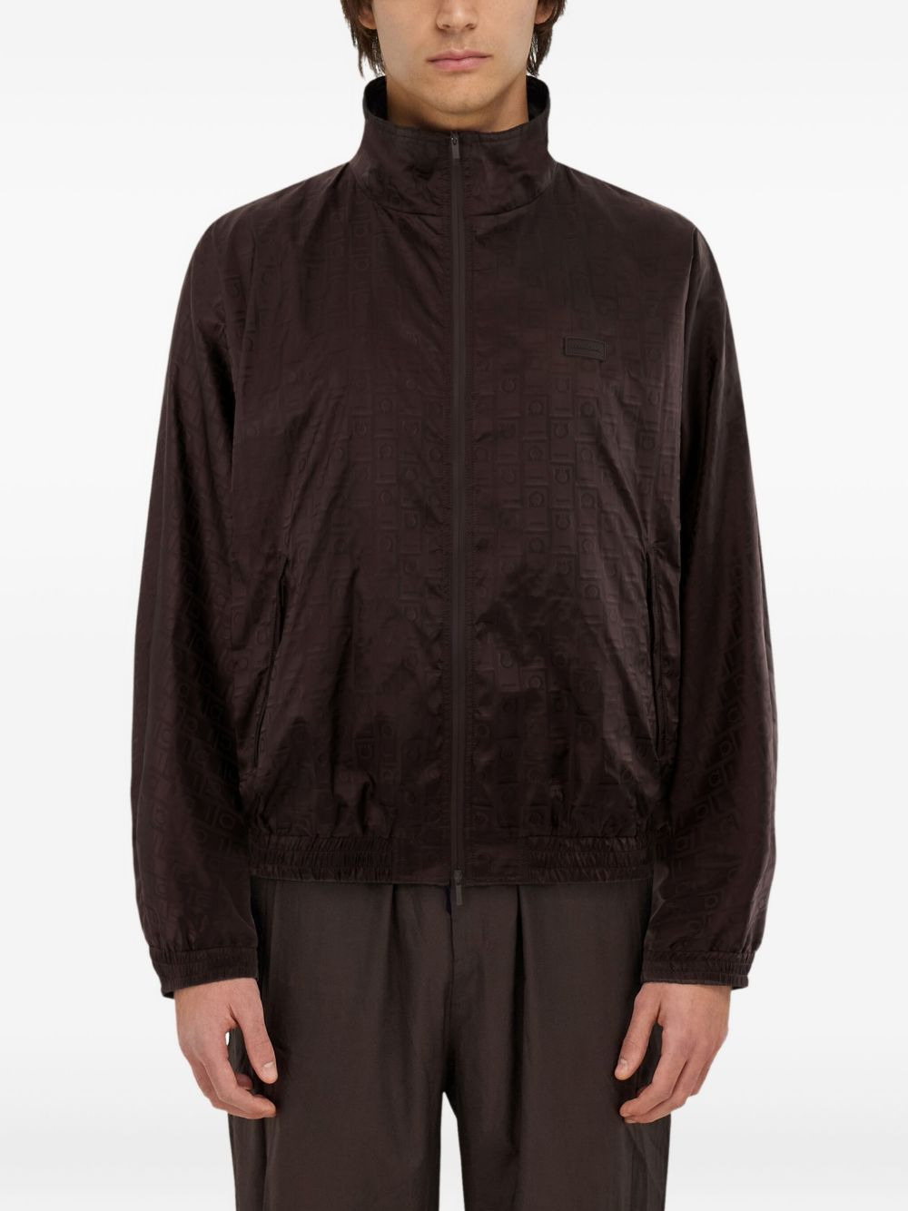 logo-pattern elastic-cuff jacket - 3