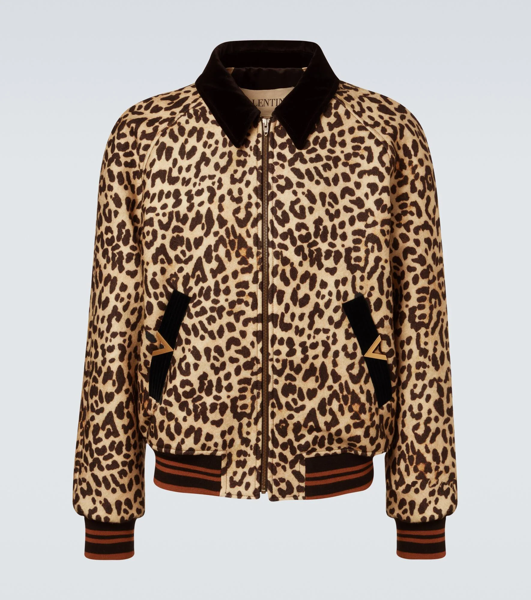 VGold leopard-print wool blouson jacket - 1