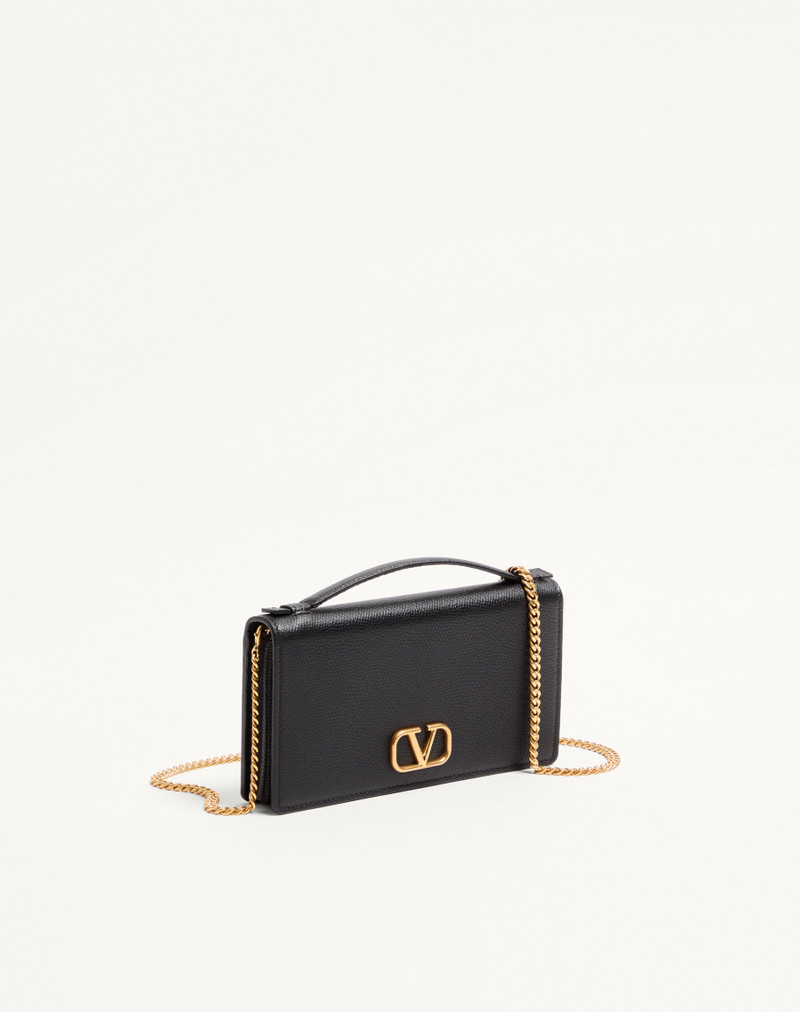 VLOGO SIGNATURE GRAINY CALFSKIN WALLET WITH CHAIN 3