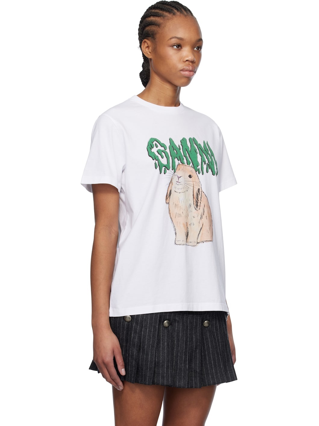 White Graphic Bunny Jersey T-shirt - 2