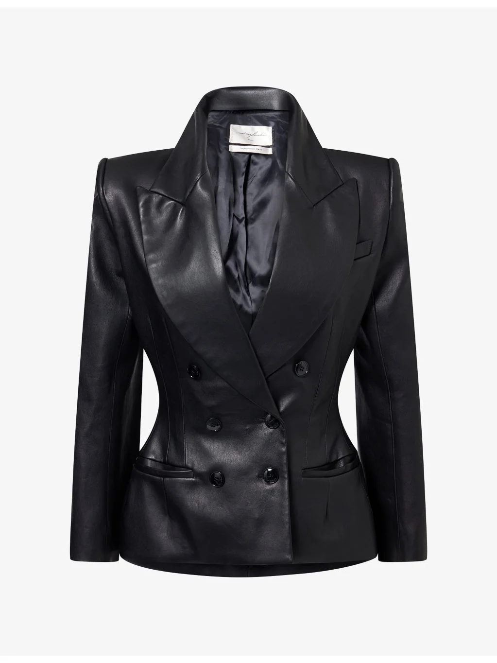 Brigitte Double-Breasted Leather Blazer - 1