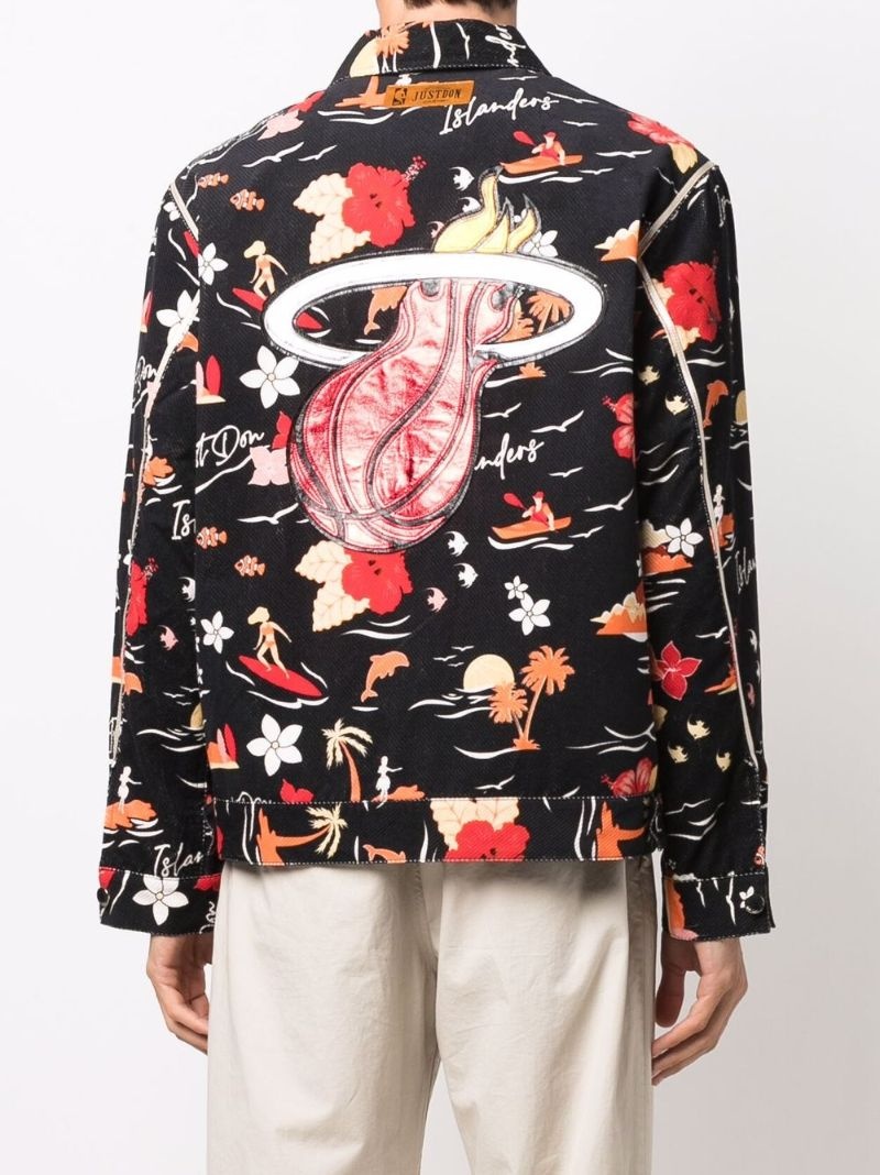 embroidered-logo floral-print jacket - 4