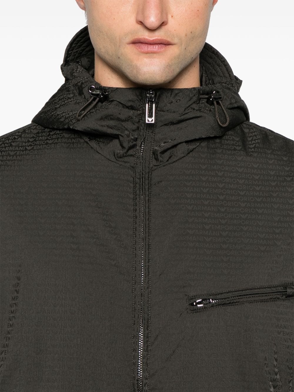 jacquard-lettering hooded jacket - 5