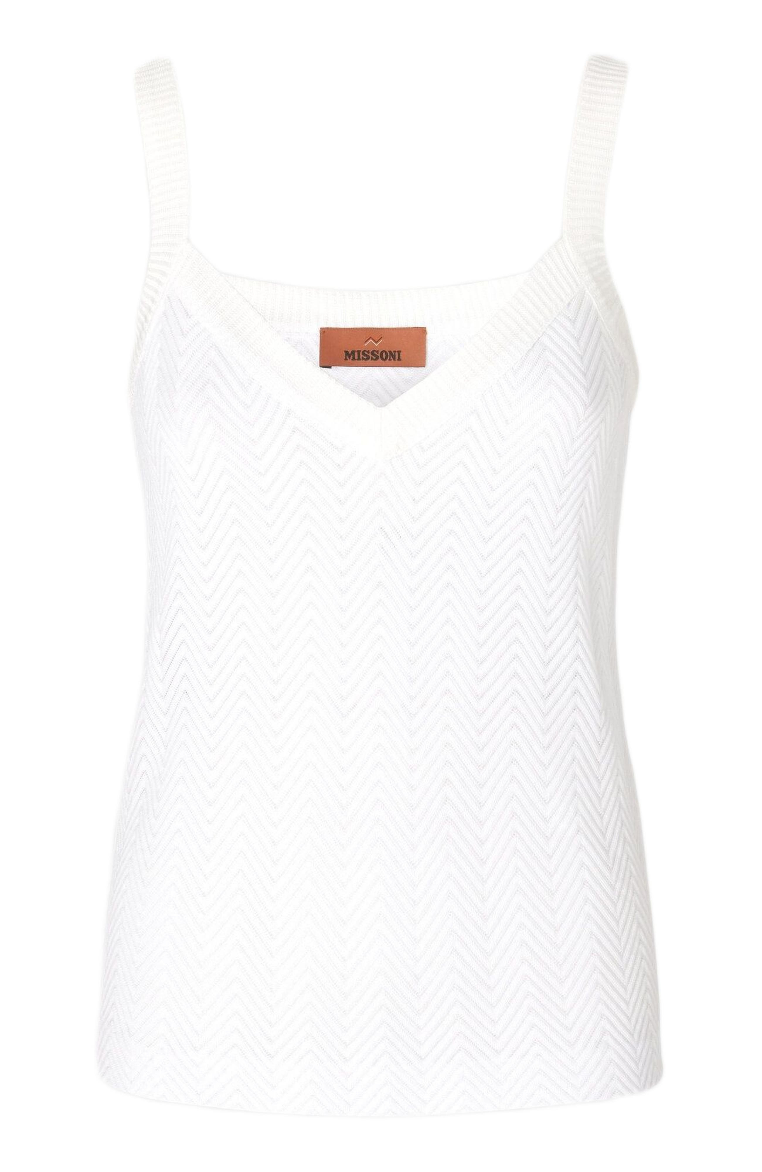 Missoni Tone-on-tone Zigzag Cotton And Viscose Tank Tops in White at Nordstrom - 3