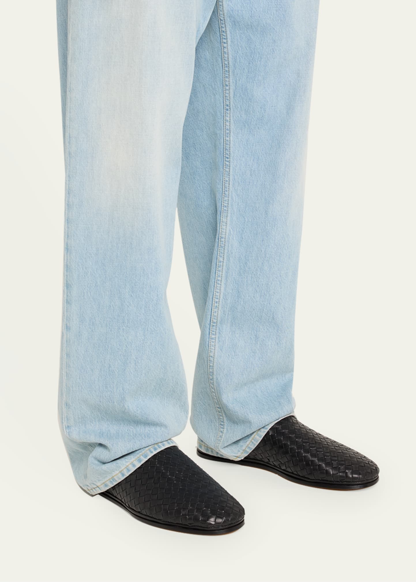 Men's Sunday Open-Back Intrecciato Leather Slippers - 2