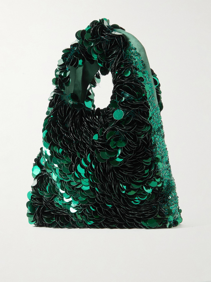 Perrier Embellished Embroidered Recycled-satin Tote 3